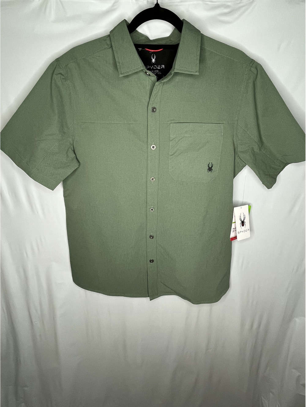 NWT Spyder Men's Spruce Green Button Down Shirt Size Small